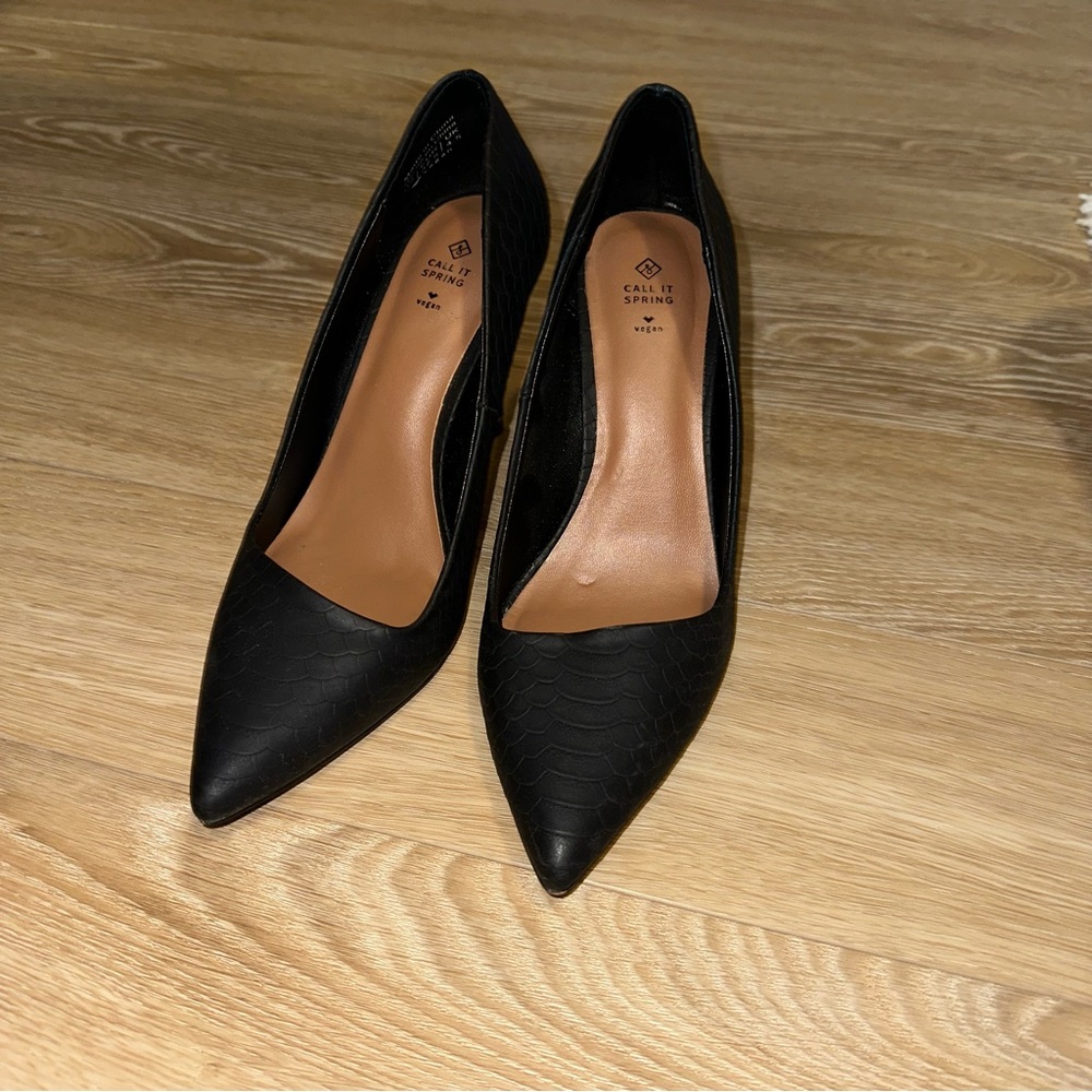 Call It Spring Black Patterned Heels - Picture 2 of 3